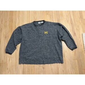 Michigan University Grey XL 1/4 Button Fleece Warm-Up Sweatshirt Pro Edge